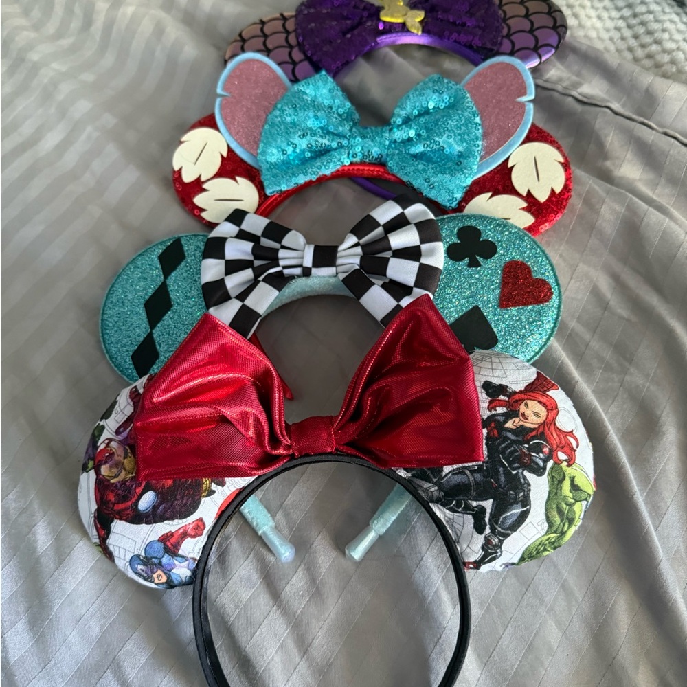 Gold and Teal Bow Mouse Ear Headbands - Picture 4 of 4